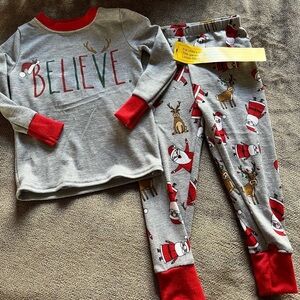 NWT Rae Dunn 2T Christmas Pajamas Set with Santa and Reindeers